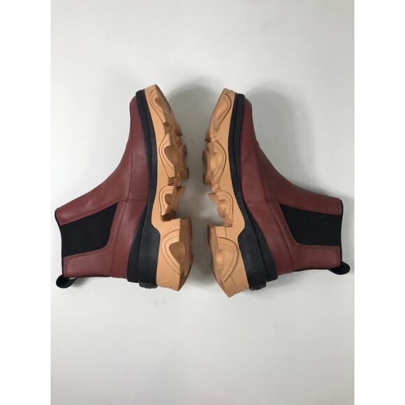 Sorel Women's 8.5 Red Black Chelsea Brex Waterproof Ankle Boots Winter Fall - Picture 4 of 8